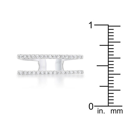 Jenn 0.2ct CZ Rhodium Pave Parallel Ring-3