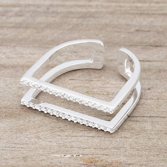 Jenn 0.2ct CZ Rhodium Pave Parallel Ring-2