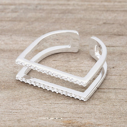 Jenn 0.2ct CZ Rhodium Pave Parallel Ring-2