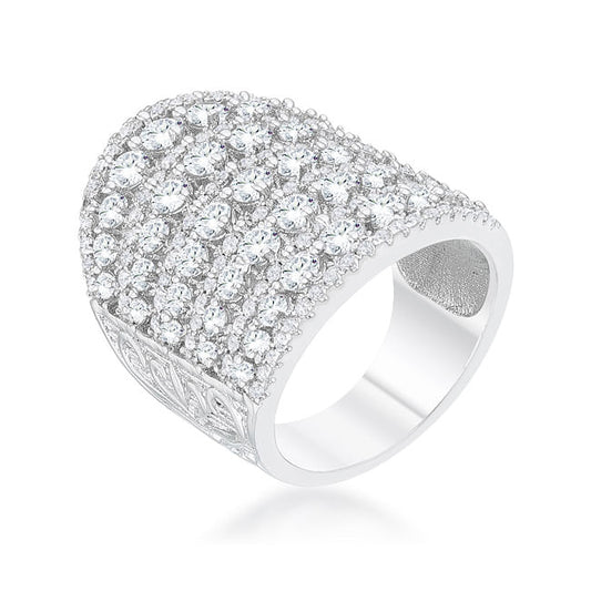 Charlyn 2.5ct Rhodium CZ Statement Cocktail Ring-0