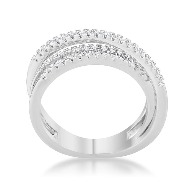 Lynn 0.25ct CZ Rhodium Twisted Trio Band Ring-3