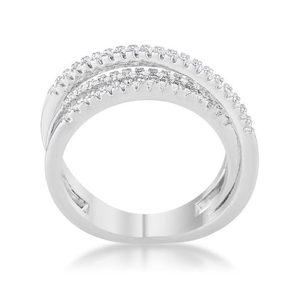 Lynn 0.25ct CZ Rhodium Twisted Trio Band Ring-3