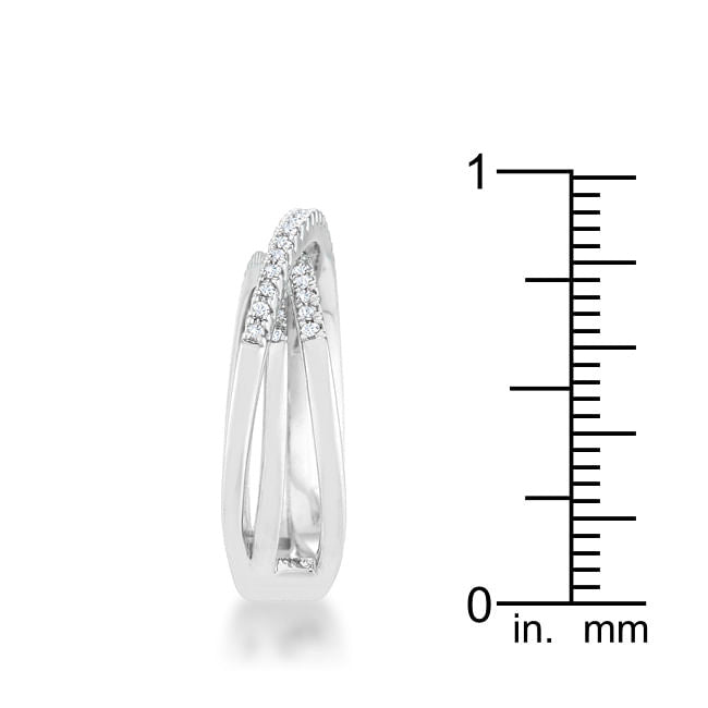 Lynn 0.25ct CZ Rhodium Twisted Trio Band Ring-2