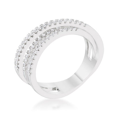 Lynn 0.25ct CZ Rhodium Twisted Trio Band Ring-0