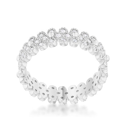 Clara 1ct CZ Rhodium Textured Bezel Set Eternity Ring-1