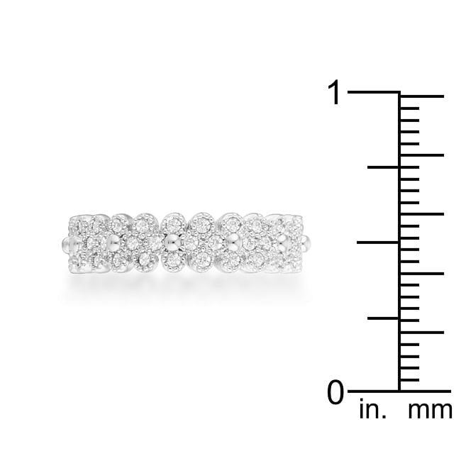 Clara 1ct CZ Rhodium Textured Bezel Set Eternity Ring-3