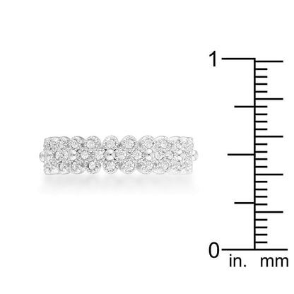 Clara 1ct CZ Rhodium Textured Bezel Set Eternity Ring-3