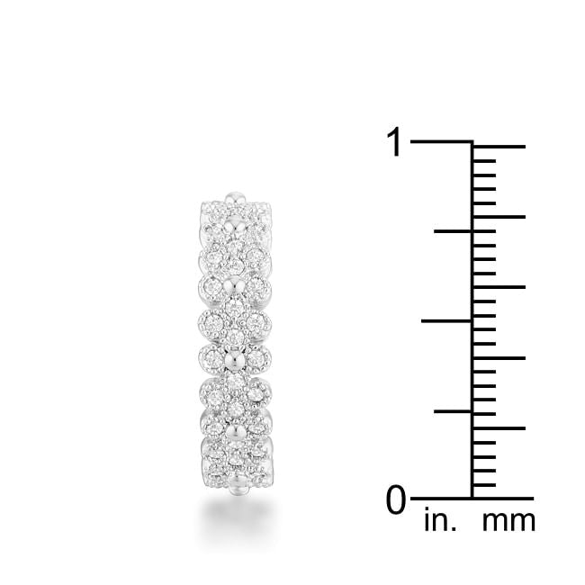 Clara 1ct CZ Rhodium Textured Bezel Set Eternity Ring-4