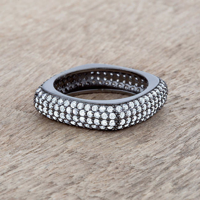 Jana 1.29ct CZ Hematite Contemporary Square Band Ring-1