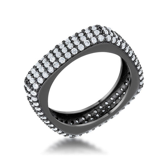 Jana 1.29ct CZ Hematite Contemporary Square Band Ring-0