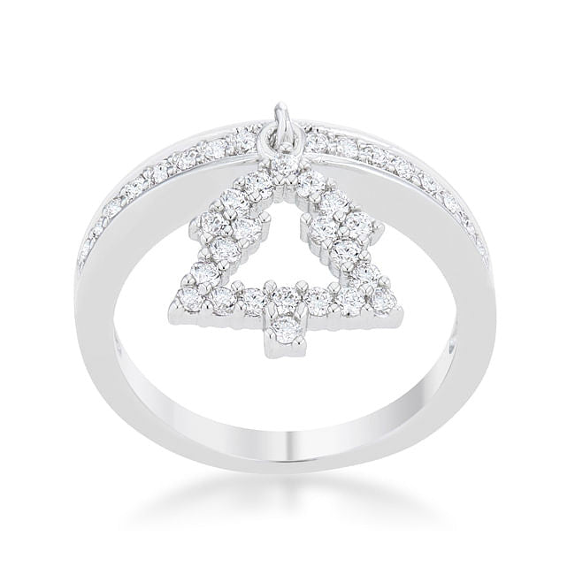 Christmas Tree 0.3ct CZ Rhodium Holiday Charm Ring-1