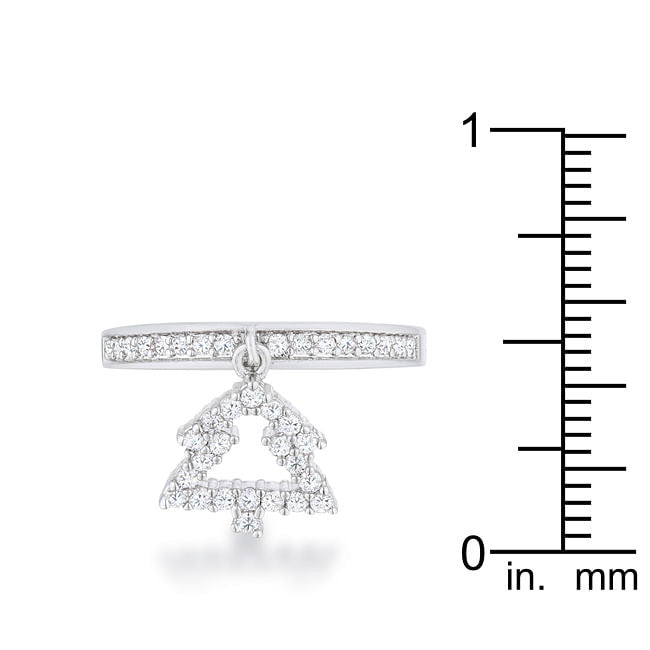 Christmas Tree 0.3ct CZ Rhodium Holiday Charm Ring-3