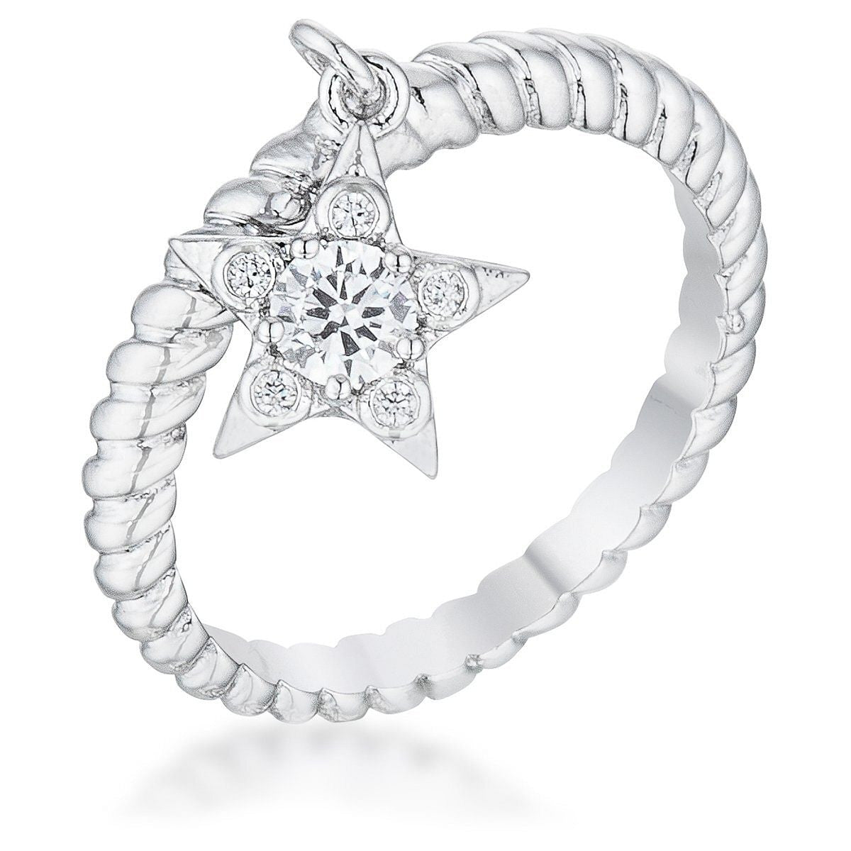 Cubic Zirconia Star Charm Fashion Ring-0
