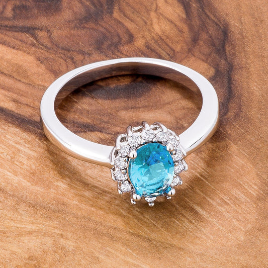 Aqua Blue CZ Petite Oval Ring-0
