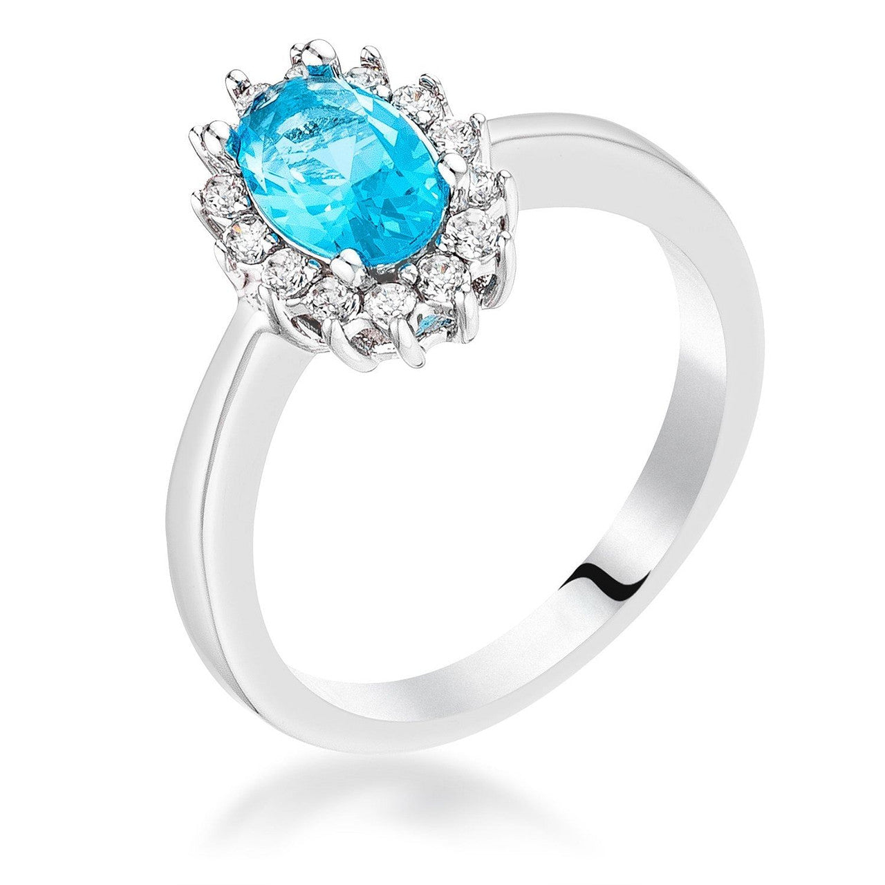 Aqua Blue CZ Petite Oval Ring-1