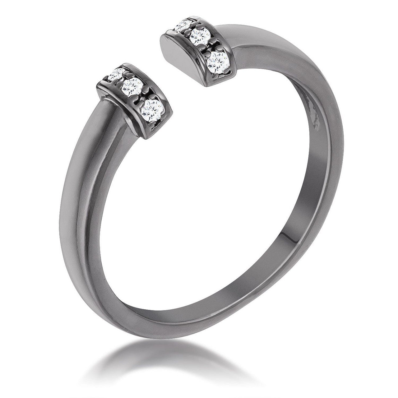 Hematite Petite CZ Clear Open Cuff Ring-0
