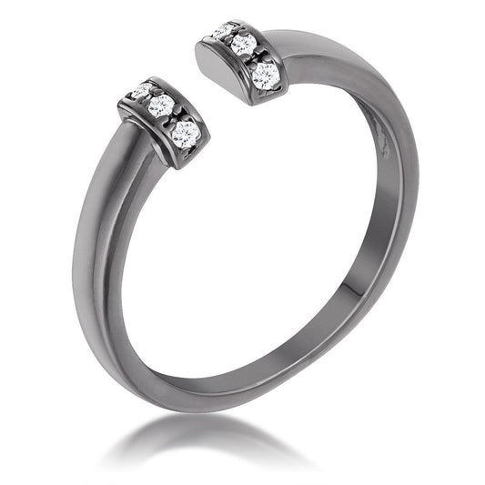 Hematite Petite CZ Clear Open Cuff Ring-0