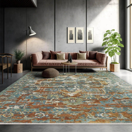 7' 10''x10' 1'' Hand Knotted LoomBloom Muted Turkish Oushak 100% Wool Transitional Oriental Area Rug Beige, Rust Color-0
