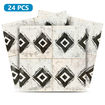 Beige Black Rhombus Rustic Tile Stickers Transform Your Kitchen With DIY Peel And Stick Backsplash- The Classic Look Bring Back Retro Model - R203-0