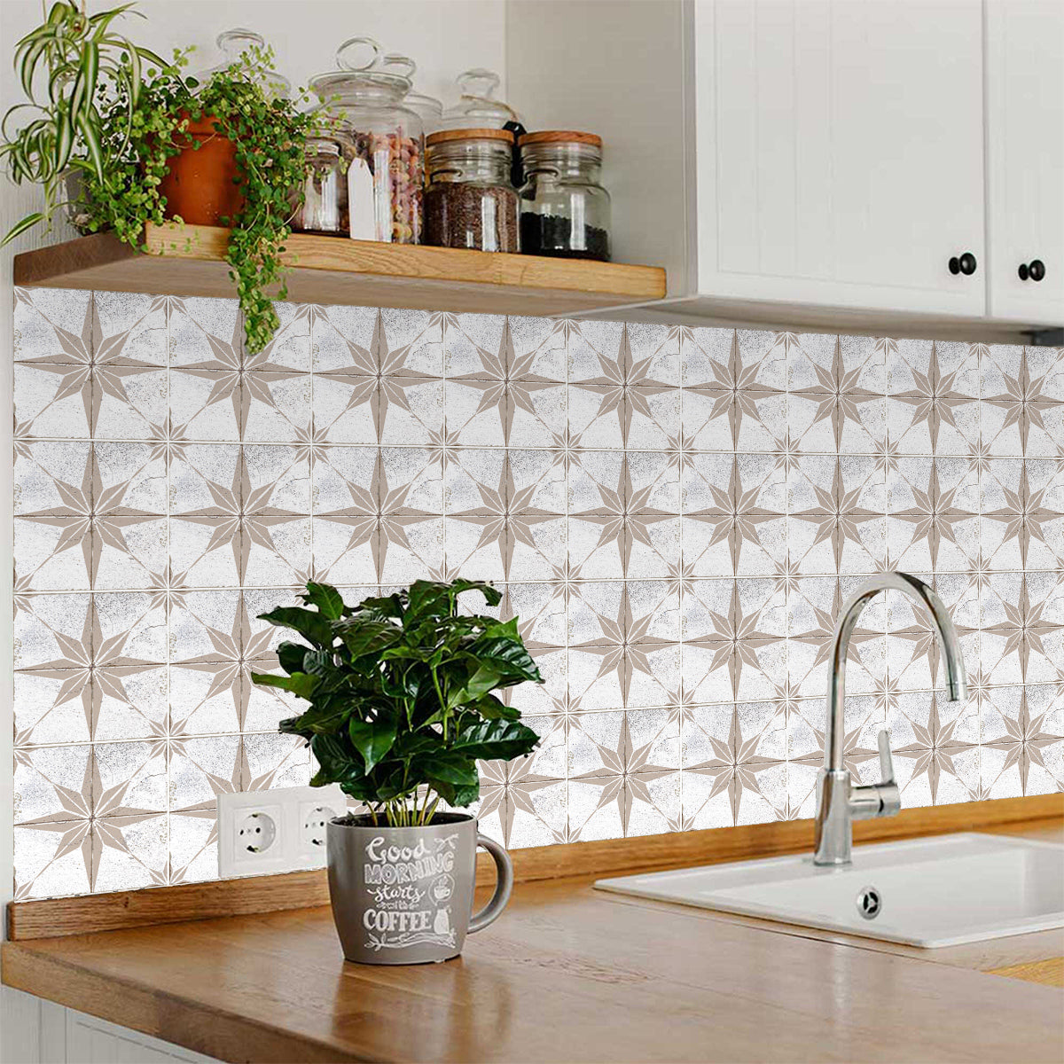 Gray Star Design Vintage bathroom backsplash durable stickers Model  - R93-1