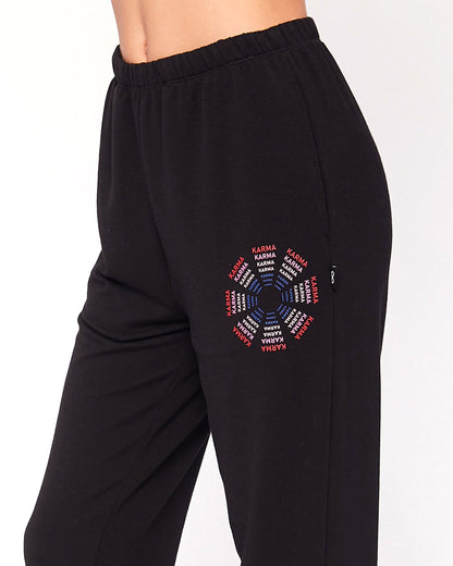 Karma Graphic Viscose Blend Sweatpants-1