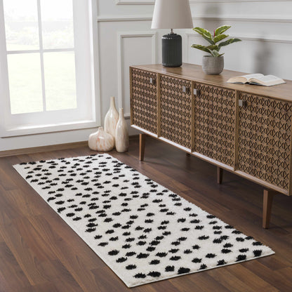 Cansu Black & White Dotted Area Rug-3