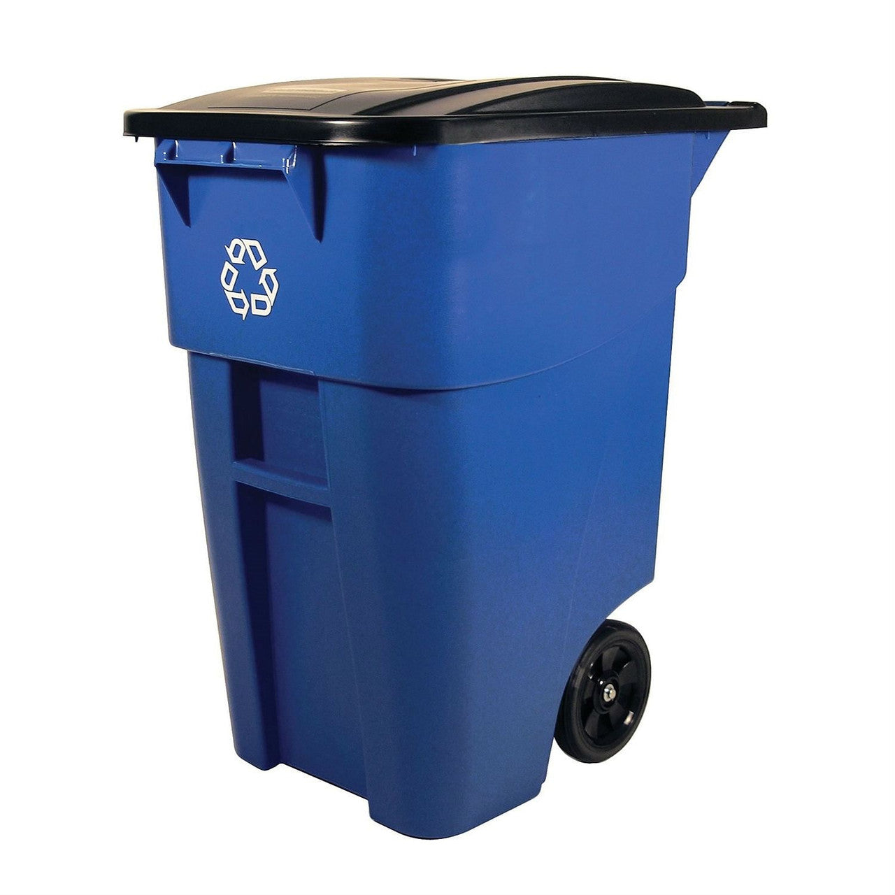 50 Gallon Blue Commercial Heavy-Duty Rollout Recycler Trash Can Container-1