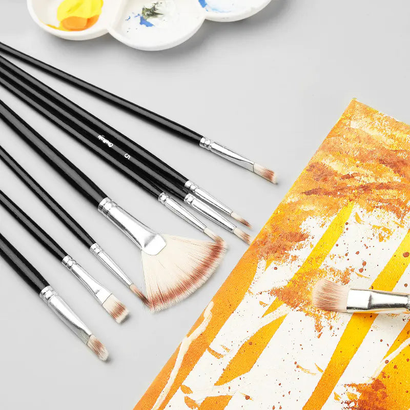 Gouache Brush Set - 10 Nylon Brushes for Painting