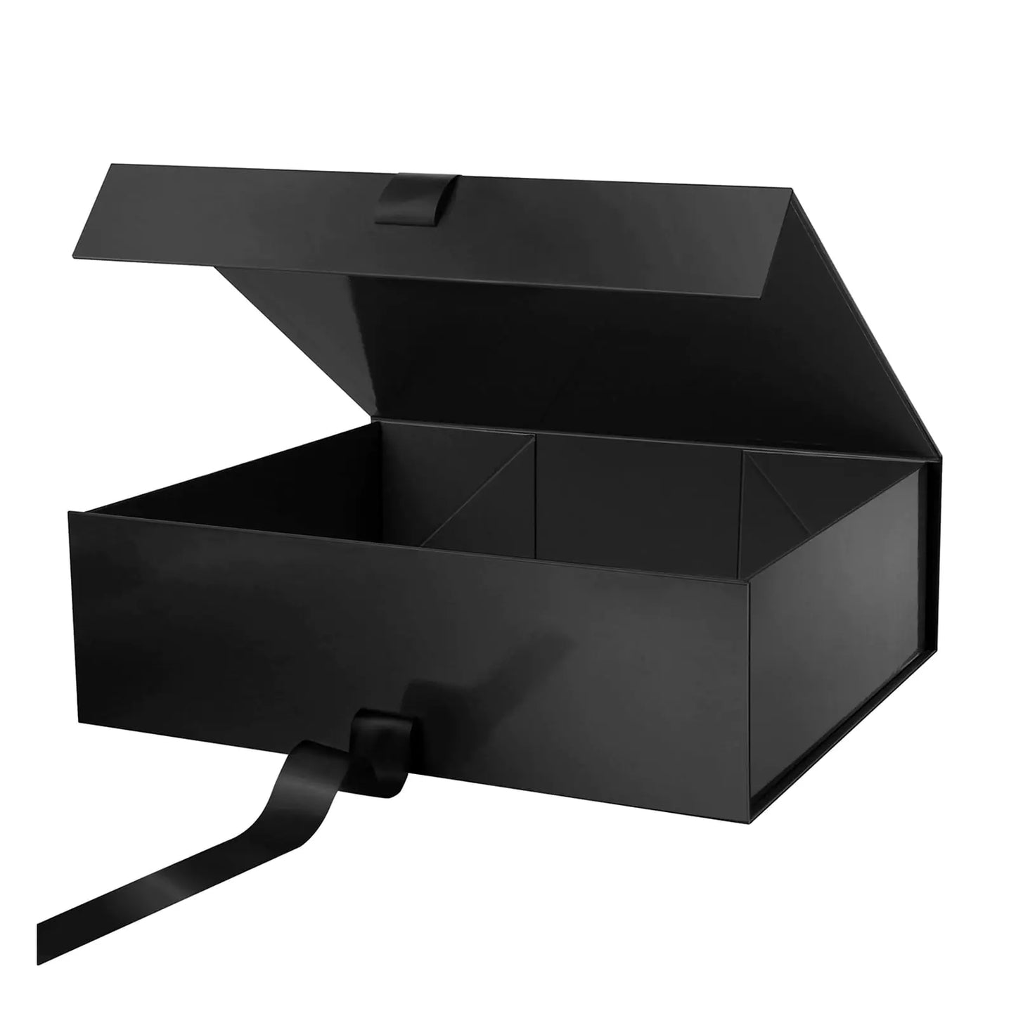 PACKHOME 16.3x14.2x5 Inches Extra Large Gift Box with Lid Gift Box with Ribbon for Clothes and Large Gifts (Glossy Black)