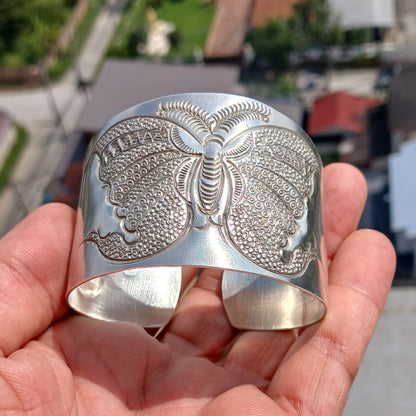 Butterfly Silver Bracelet, Minimalist Sterling Silver Bracelet, Extra wide Bracelet, Hand Crafted Sterling Silver Bracelet / Bangle-0