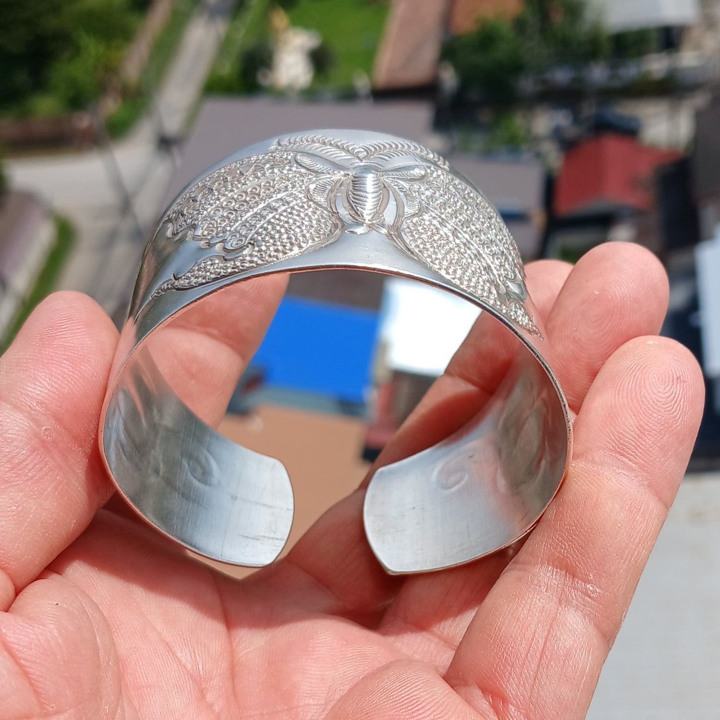 Butterfly Silver Bracelet, Minimalist Sterling Silver Bracelet, Extra wide Bracelet, Hand Crafted Sterling Silver Bracelet / Bangle-3