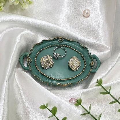 Resin Candle Holder Plate Earrings Necklace Jewelry Set