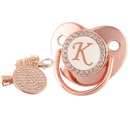Rose Gold Pacifier with Diamond Chain for Babies