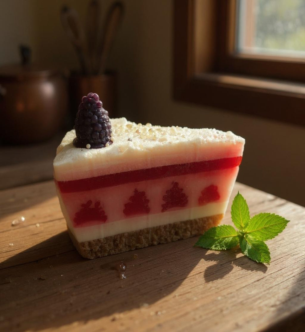 Large Berry Cleansing Soap Wedge Hand Decorated: SLS Free Soap with Shea Butter and Fruity Berry Fragrance-0