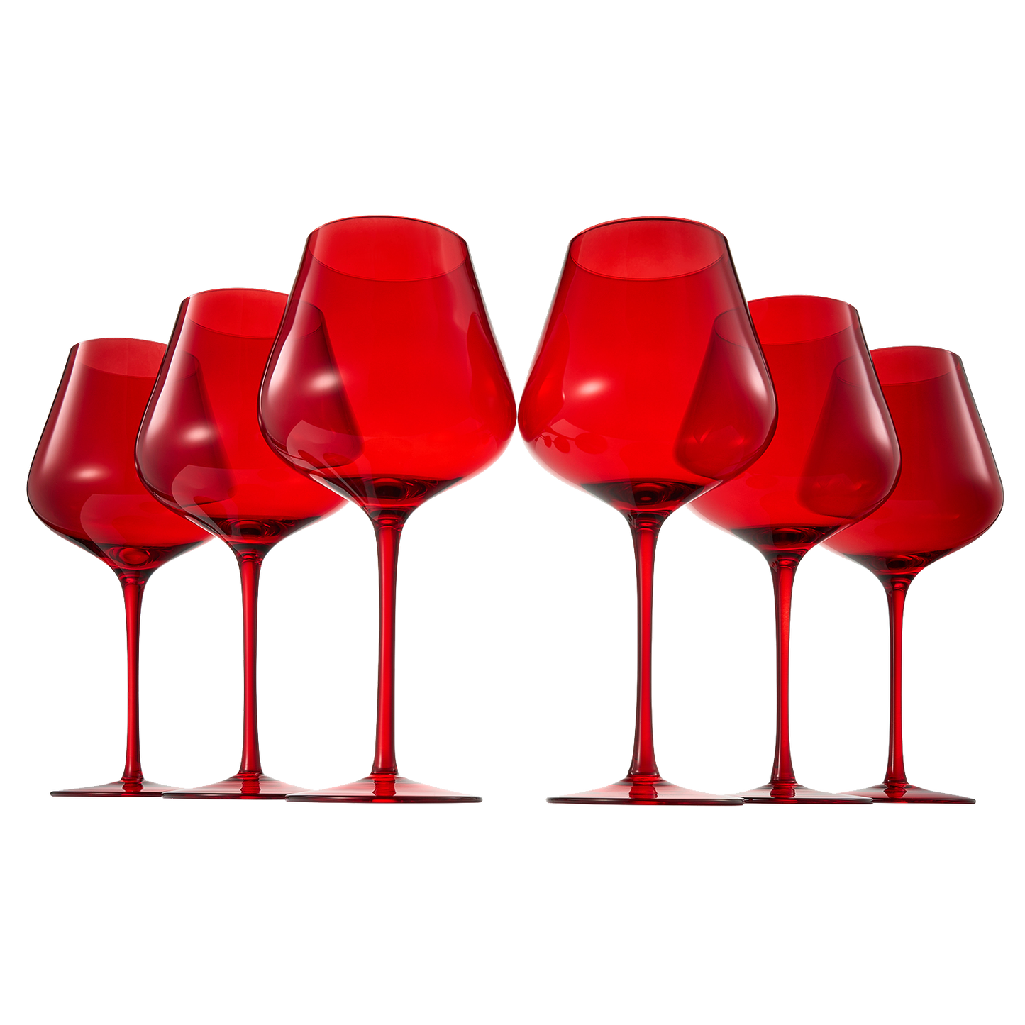 Colored Crystal Wine Glass Set of 6, Gift For Hosting, Her, Wife, Mom Friend - Large 20 oz Glasses, Unique Italian Style Tall Drinkware - Red & White, Dinner, Color Beautiful Glassware - (Bright Red)-0