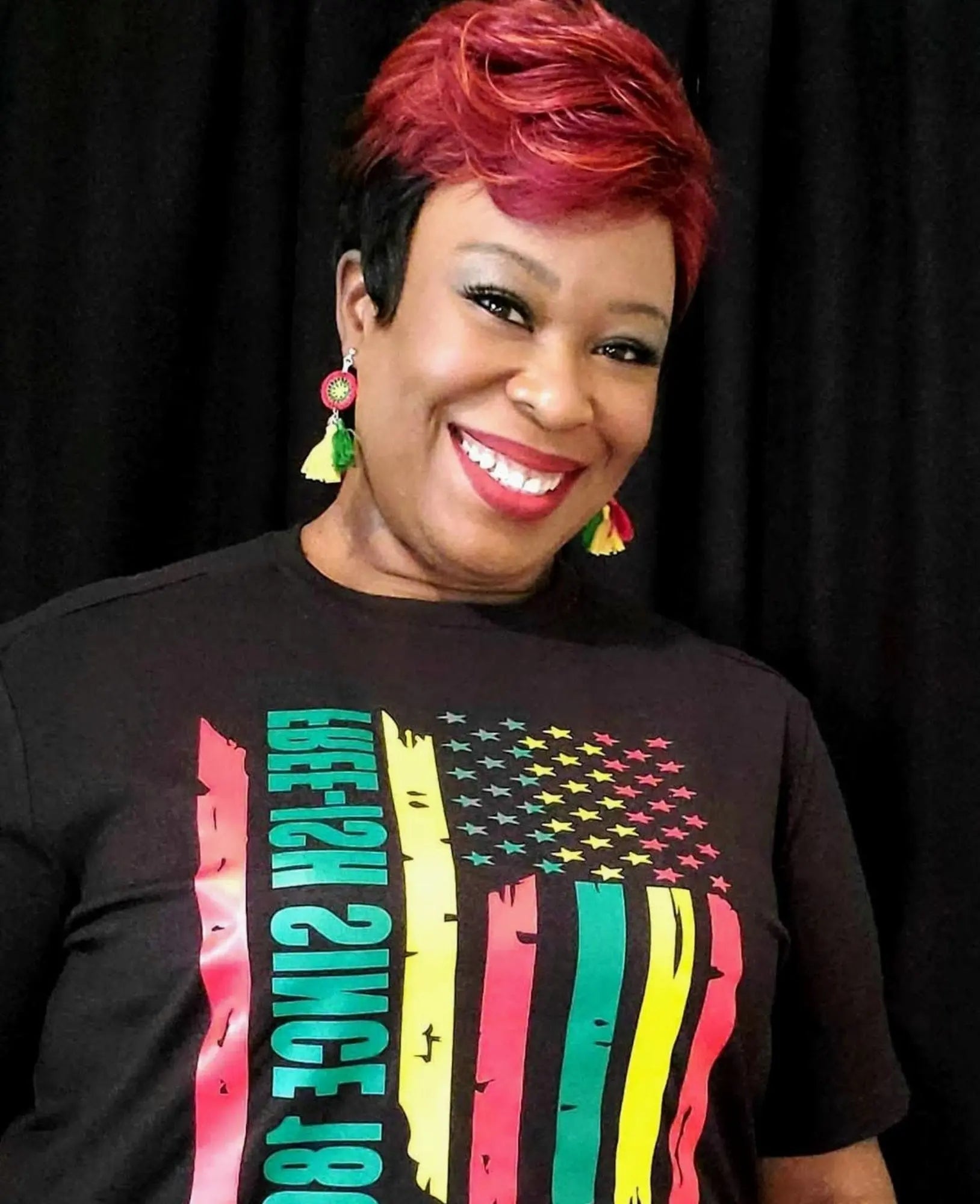 Green, Yellow, Red Tassel Earrings-1