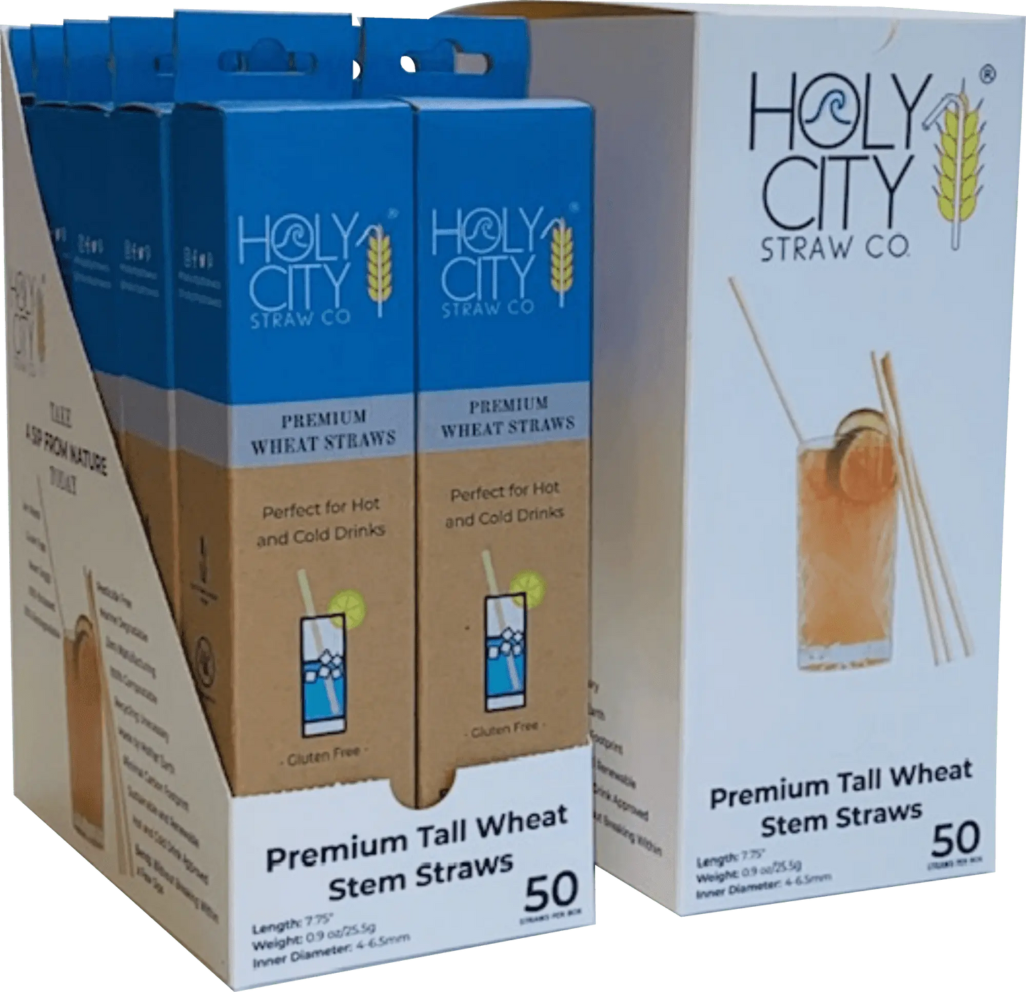 7.9" Tall Wheat Drinking Straws | Inner Pack | 10 x 50ct. Boxes-2
