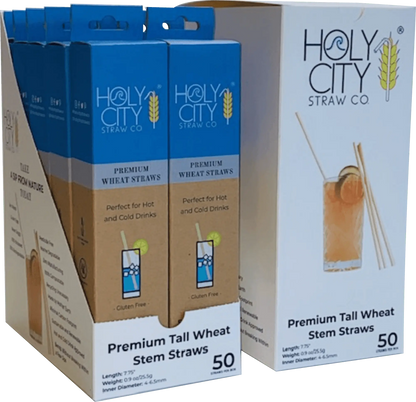 7.9" Tall Wheat Drinking Straws | Inner Pack | 10 x 50ct. Boxes-2