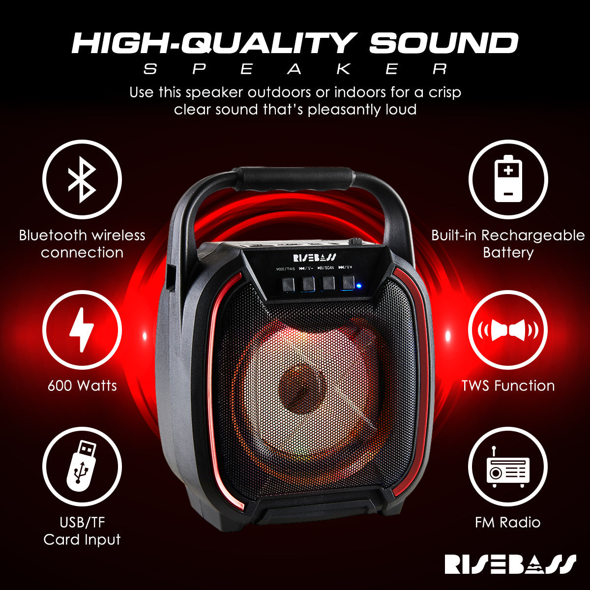 8-inch Wireless Bluetooth Speaker w/ TWS Function-3