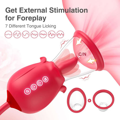 RoseBloom Clit Suction Dildo Vibrator-2