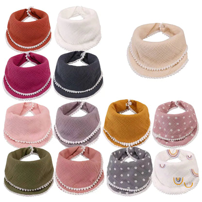 Cotton Gauze Baby Bibs with Lace for Newborns