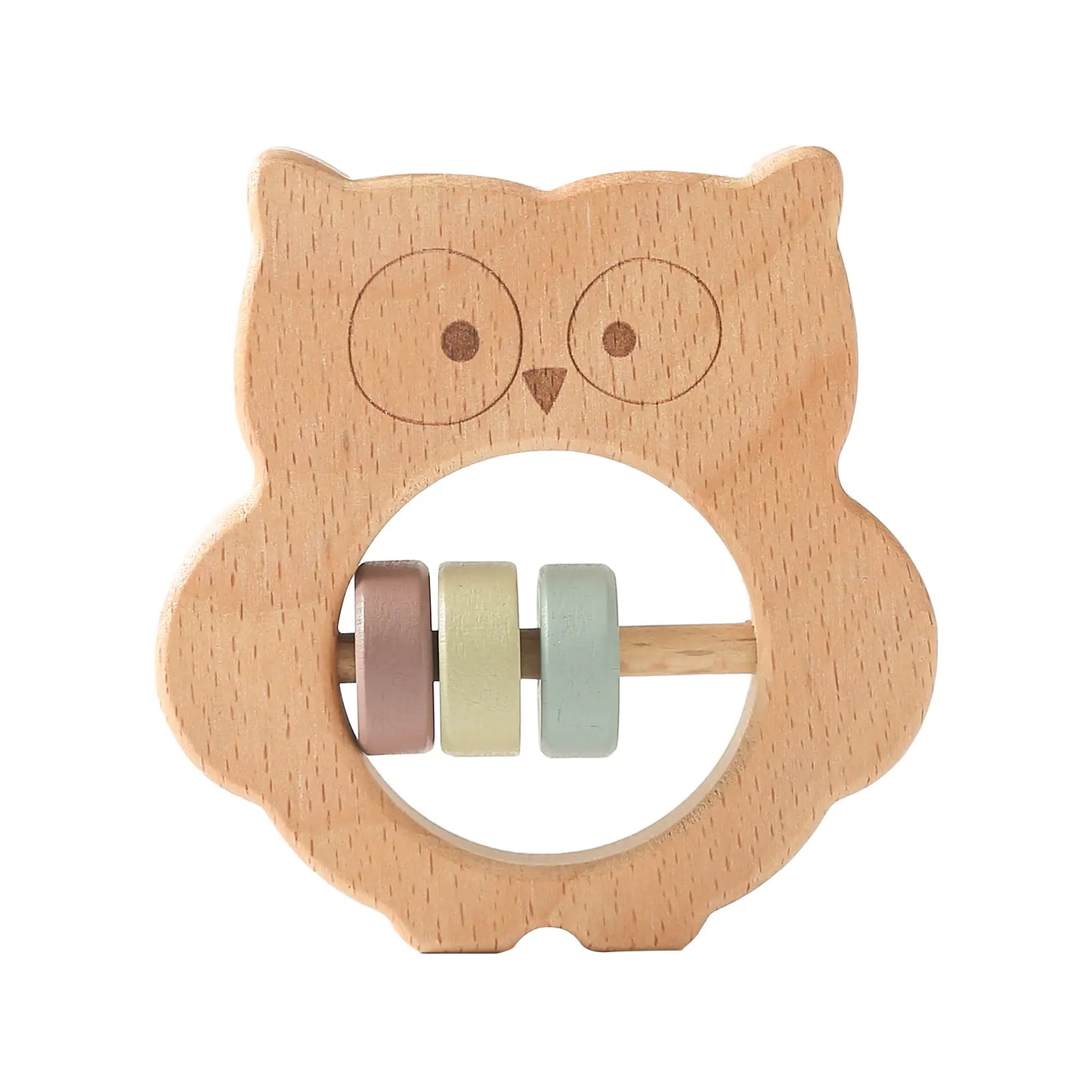 Wooden Animal Hand Rattle Toy for Newborns (Koala & Owl)