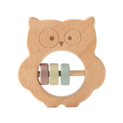 Wooden Animal Hand Rattle Toy for Newborns (Koala & Owl)
