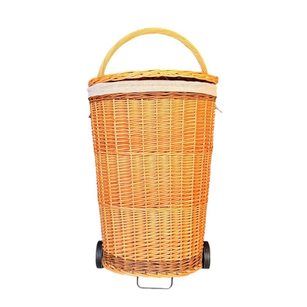 Full Buff Willow Wheeled Shopping Basket-0