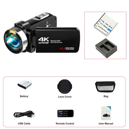 4K Digital Camera Dual Battery 64GB Card Included Black-1