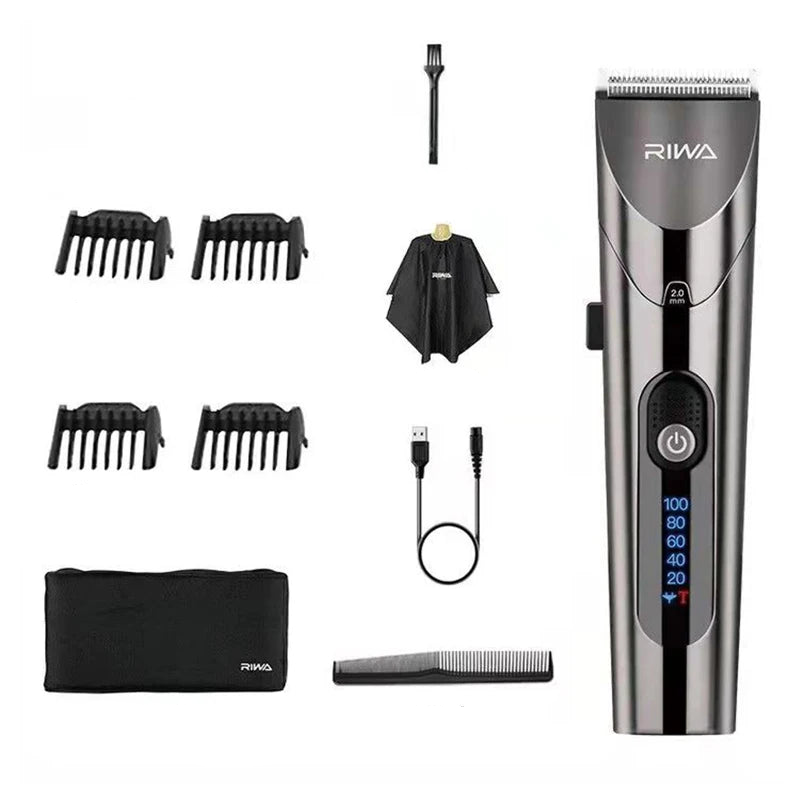 Electric Hair Clipper Variable Speed Barber Trimmer Grey-0