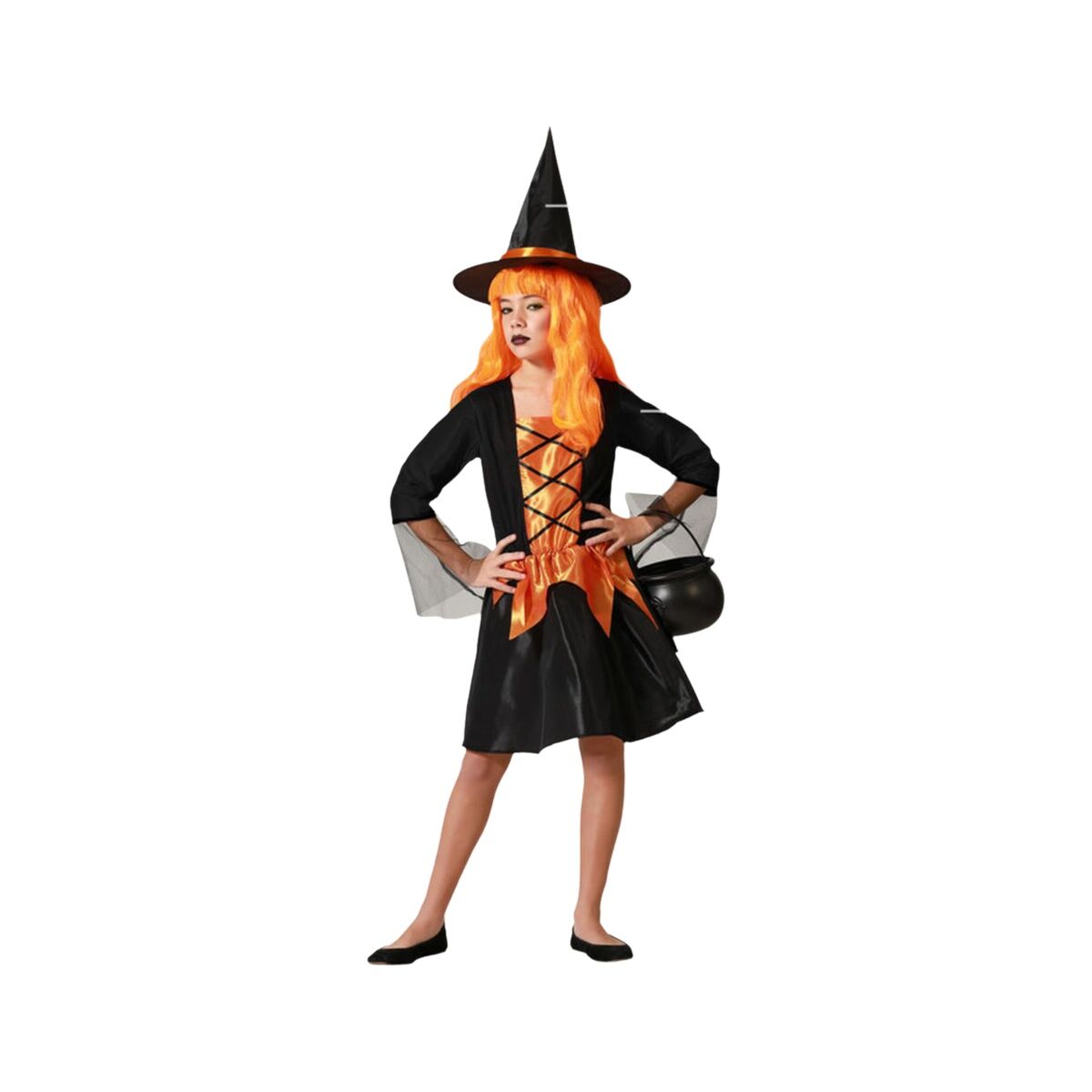 Costume for Children Orange Witch Halloween-0