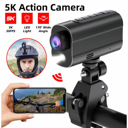5K Action Camera with LED Light 64GB Included Black-1