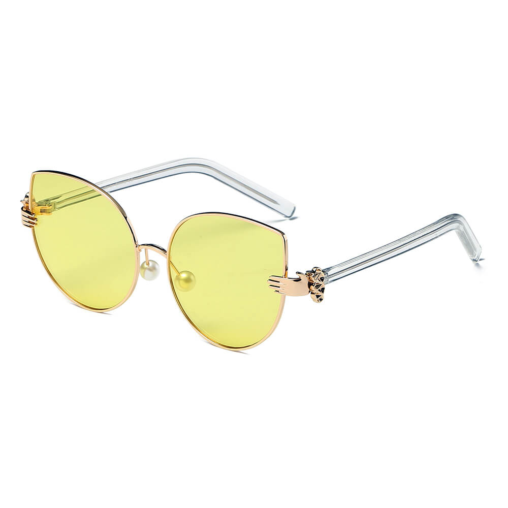 CENTRALIA | Women Metal Frame Cat Eye Hands Classic Sunglasses-2