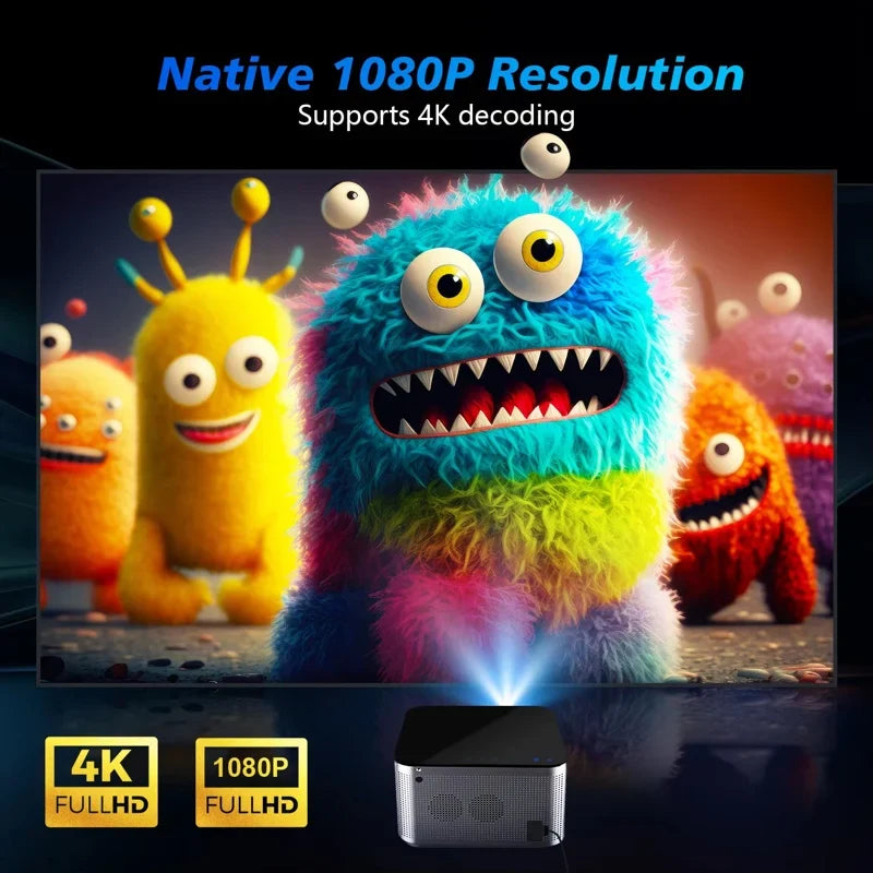 NNEOBA 4K Android 11 Smart Projector 1080P LED WiFi6 Black-2